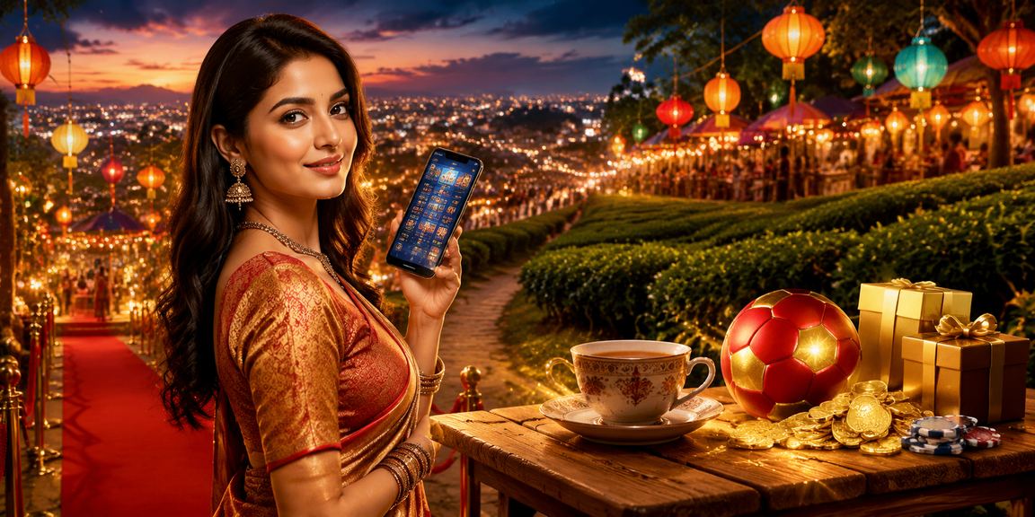 A user playing the lottery on mobile at a tea garden in Bogura